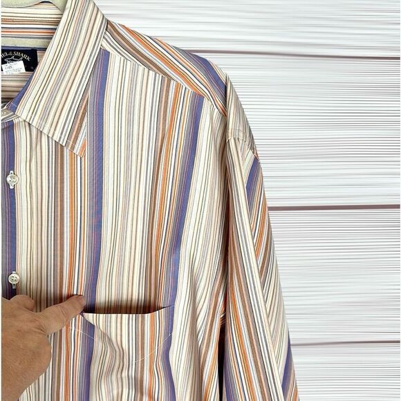 Paul & Shark Yachting Casual Shirt Button Up Cotton Striped Long Sleeves XL - Picture 8 of 11